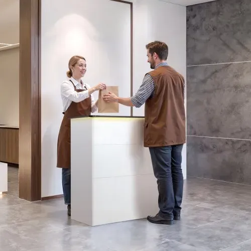 VEVOR Empfangstheke 127,5 cm Lang, Rechteckige Rezeptionstheke mit Lichtleiste & 3 Schubladen & Stauschränken, Empfangstresen für Kasse Lobby Schönheitssalon Büro Hotel, Verkaufstheke Bürotheke – Bild 7