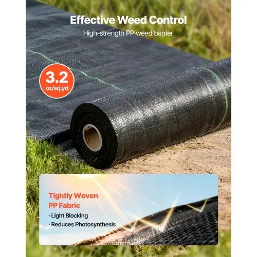 VEVOR Unkrautvlies 0,4×15,2 m Gartenvlies 90 g/㎡, Unkrautmatte aus Polypropylen, Unkrautfolie mit Hoher Belüftung Entwässerung, Wurzelsperre gegen Unkraut für Gewächshaus Bauernhof Garten, Schwarz VEVOR Unkrautvlies 0,4×15,2 m Gartenvlies 90 g/㎡, Unkrautmatte aus Polypropylen, Unkrautfolie mit Hoher Belüftung Entwässerung, Wurzelsperre gegen Unkraut für Gewächshaus Bauernhof Garten, Schwarz