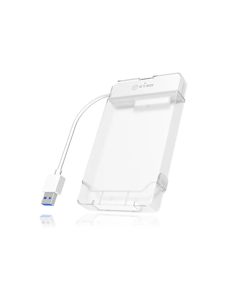 ICY BOX IB-AC703-U3, USB 3.2 Gen 1 zu 2,5" SATA Festplatten (9,5 mm Höhe) Adapter Kabel mit Schutzbox, Zugriff LED, USB 2.0 compatibel, weiß – Bild 4