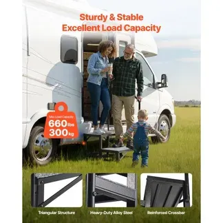 VEVOR Wohnmobiltreppe 2 Stufen Einstiegshilfe 299,38 kg Tragkraft Wohnmobil Trittstufe mit Antirutschmatte Außentreppe für Camper Wohnwagen Mobilheim Pool Spa Standtreppe für Senioren Hunde Schwarz VEVOR Wohnmobiltreppe 2 Stufen Einstiegshilfe 299,38 kg Tragkraft Wohnmobil Trittstufe mit Antirutschmatte Außentreppe für Camper Wohnwagen Mobilheim Pool Spa Standtreppe für Senioren Hunde Schwarz