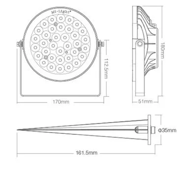 MiBoxer FUTC03 LED Garten Lampe 15W RGB-WW (RGB-CCT) mit Funk und WLAN IP65 230V – Bild 5