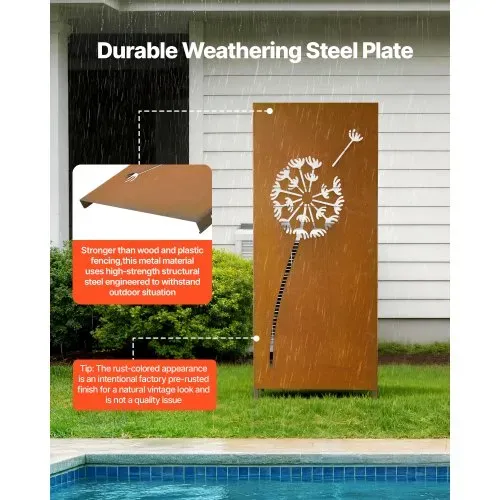 VEVOR Paravent 60x158 cm, Raumteiler aus Metall, Trennwand mit Erdspießen & Stahlplatte, Sichtschutz, Raumtrenner, Dekorative Sichtschutzwand, Ideal für Garten, Terrasse, Hof, Balkon – Bild 3