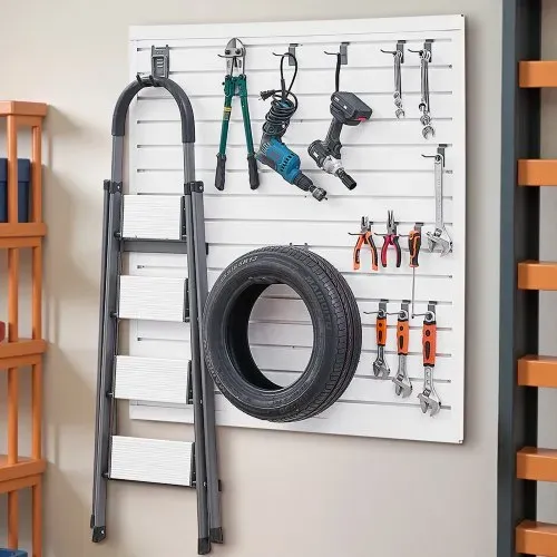 VEVOR Werkzeugwand 1230x1235x20mm, PVC-Garagen-Lamellenwand, weißer Wandorganizer, 136kg pro Platte, Lamellenwandpaneel mit Kupplungsstruktur & DIY-Zuschnitt, geeignet für Lagerung & Präsentation – Bild 7