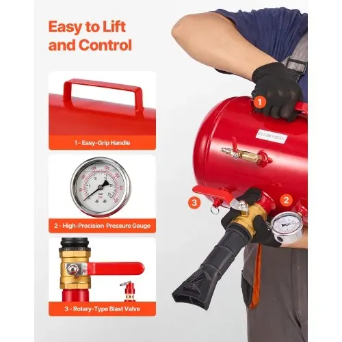 VEVOR Luftreifen Perlensitzer Luftreifenperlen Sitzer 18,9 L Reifenwulst Blaster Werkzeug, 0,6–0,8 MPa Betriebsdruck, Luftauslöser-Sitzpumpe für Pickup Truck ATV Jeep Rasentraktor Wohnmobil Rot – Bild 3