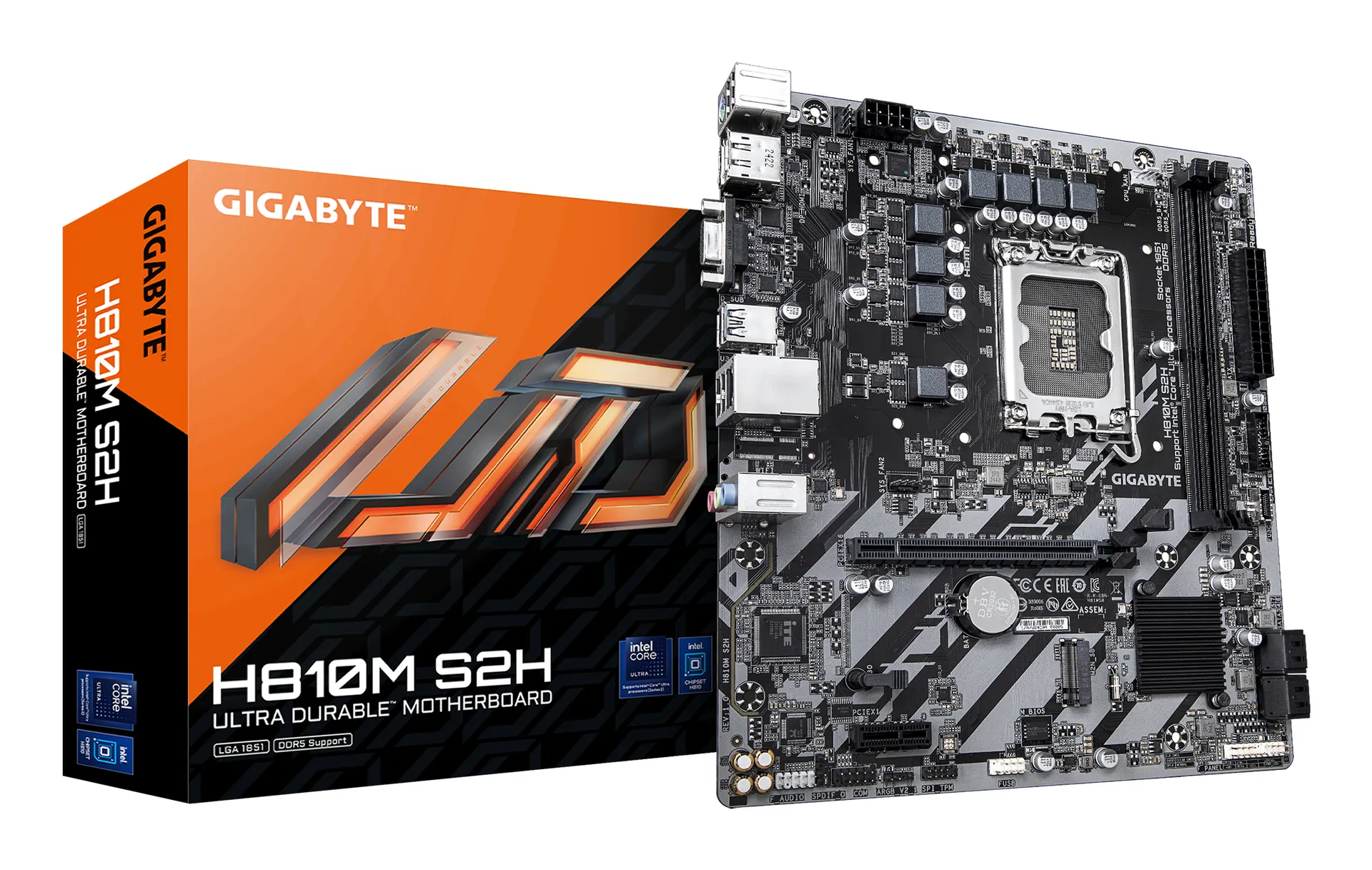 GIGABYTE H810M S2H Mainboard – Intel Core Ultra (Serie 2) CPUs, 4+1+2 Phasen VRM, bis zu 6400 MHz DDR5, 1xPCIe 4.0 M.2, 1GbE LAN, USB 3.2 Gen 1 GIGABYTE H810M S2H Mainboard – Intel Core Ultra (Serie 2) CPUs, 4+1+2 Phasen VRM, bis zu 6400 MHz DDR5, 1xPCIe 4.0 M.2, 1GbE LAN, USB 3.2 Gen 1