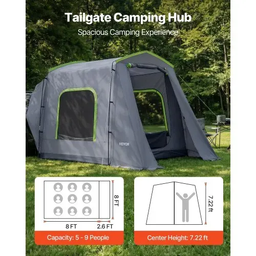 VEVOR Heckklappenzelt Autozelt für 5-9 Personen 323 x 244 x 220 cm, Wasserdichtes (PU3000 mm) Campingzelt mit Belüfteten Türen & Moskitonetzen, SUV-Heckzelt für Camping Wandern Outdoor-Aktivitäten VEVOR Heckklappenzelt Autozelt für 5-9 Personen 323 x 244 x 220 cm, Wasserdichtes (PU3000 mm) Campingzelt mit Belüfteten Türen & Moskitonetzen, SUV-Heckzelt für Camping Wandern Outdoor-Aktivitäten