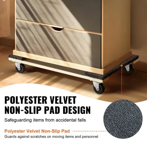 VEVOR Möbelwagen, Möbelwagen, 4 Räder, tragbare bewegliche Rollen, robust, ineinandergreifend, klein, flach, für schwere Möbel, 2 Stück, 40,6 x 27,9 cm, 227,8 kg Kapazität, schwarz – Bild 2