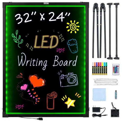VEVOR LED-Nachrichtenschreibtafel, 81,3 x 61 cm, beleuchtete, löschbare Kreidetafel, Menütafel mit Neoneffekt, Zeichentafel mit 8 fluoreszierenden Kreidemarkern und Fernbedienung, getestet nach Standards VEVOR LED-Nachrichtenschreibtafel, 81,3 x 61 cm, beleuchtete, löschbare Kreidetafel, Menütafel mit Neoneffekt, Zeichentafel mit 8 fluoreszierenden Kreidemarkern und Fernbedienung, getestet nach Standards