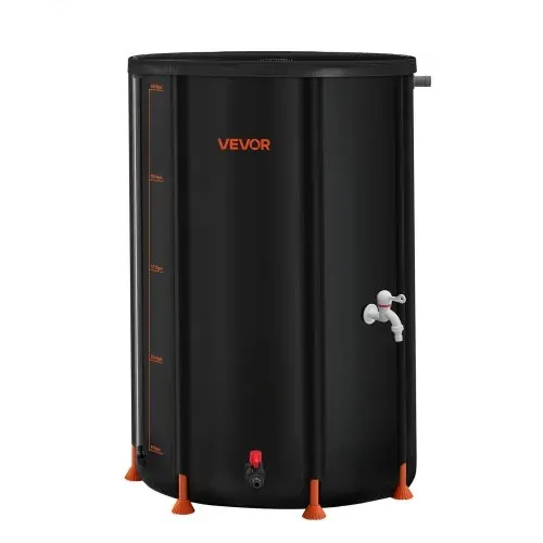 VEVOR Regentonne faltbar, 250 L tragbares Regenfass, Regenwassertank, 500D PVC-Regenwassersammelsystem, Wassertank, Regenwassertonne mit Zapfhahn und Überlaufset, Schwarz – Bild 8