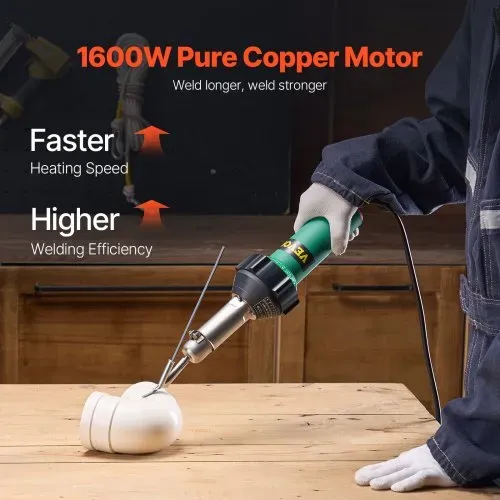 VEVOR Heißluft-Kunststoffschweißgerät, 1600 W Heißluftpistole, 50–600 °C PVC TPO Vinyl Schweißbrenner, Hot Air Welder Set mit 11 Zubehörteilen – Werkzeugkasten, Düse, Rolle, Klingen für PP/PE/PVC VEVOR Heißluft-Kunststoffschweißgerät, 1600 W Heißluftpistole, 50–600 °C PVC TPO Vinyl Schweißbrenner, Hot Air Welder Set mit 11 Zubehörteilen – Werkzeugkasten, Düse, Rolle, Klingen für PP/PE/PVC