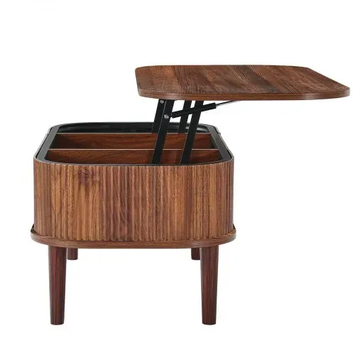VEVOR Couchtisch Höhenverstellbar 1000x480x405-545 mm, Wohnzimmertisch mit Stauraum, Ausziehbarer Kaffeetisch im Mid-Century-Stil aus MDF, Hubtischplatte für Zuhause & Büro, Walnussfarbe – Bild 10