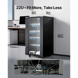 VEVOR 22U Netzwerkschrank, 600 mm Tiefe, 136 kg max. Tragkraft, Serverschrank-Rack-Gehäuse mit abschließbarer Tür aus gehärtetem Glas, Seitenwänden, Server-Rack für IT-Ausrüstung, A/V-Geräte VEVOR 22U Netzwerkschrank, 600 mm Tiefe, 136 kg max. Tragkraft, Serverschrank-Rack-Gehäuse mit abschließbarer Tür aus gehärtetem Glas, Seitenwänden, Server-Rack für IT-Ausrüstung, A/V-Geräte