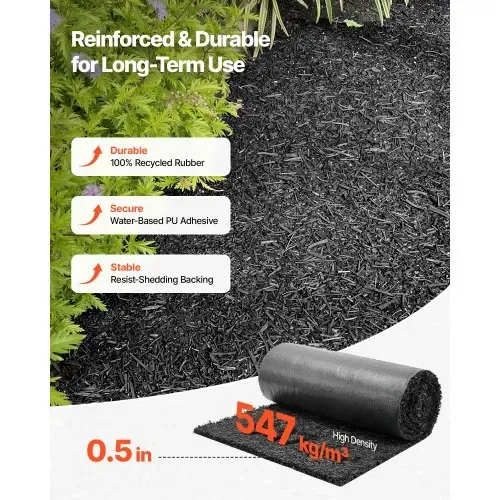 VEVOR Gummimulchmatte, 2 Rollen à 244×59 cm, Unkrautmatte 1,3 cm dick, Gartenvlies, Unkrautvlies, Unkrautbarrierematte, Garteneinfassung, Randmatte, Gehwegmatte für Landschaftsgestaltung VEVOR Gummimulchmatte, 2 Rollen à 244×59 cm, Unkrautmatte 1,3 cm dick, Gartenvlies, Unkrautvlies, Unkrautbarrierematte, Garteneinfassung, Randmatte, Gehwegmatte für Landschaftsgestaltung
