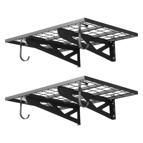 VEVOR 2er-Set Garagenregal 914x620x210 mm Werkzeugaufbewahrung 113 kg pro Schicht Werkzeughalter mit Haken 914x620 mm Regalfläche Aufbewahrungsregale Metallregal Werkzeug Organizer Wandregale – Bild 8