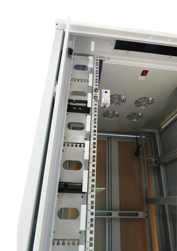 ALLNET 19"Schrank, 22HE, B800/T1000mm, perforierte Blechtüren, Lichtgrau, SNB-Serie, – Bild 3