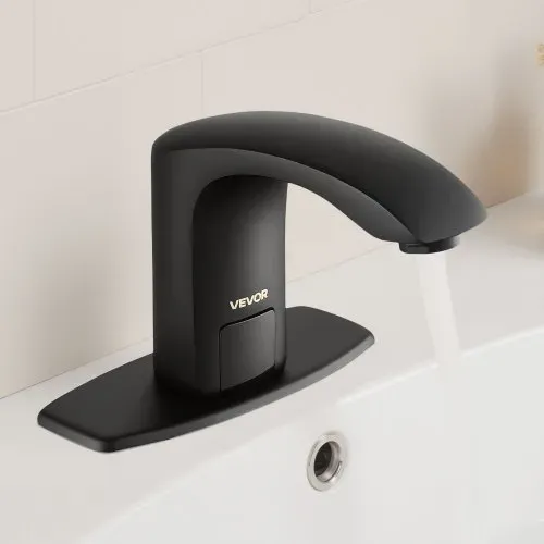 VEVOR berührungsloser Waschtischhahn (Mattschwarz) Badezimmer, automatische Waschtischarmatur, freihändig einstellbarer Sensorhahn (kalt/warm), batteriebetriebener Wasserhahn Toilettenhahn – Bild 7