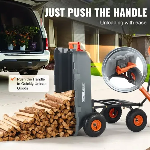 VEVOR Gartenwagen, Gartenkarre mit leicht zu montierendem Stahlrahmen, Kippbarer Transportwagen mit umwandelbarem 2-in-1-Griff, Mehrzweck-Schubkarre mit 360 kg Tragfähigkeit, 255 mm Reifen – Bild 3
