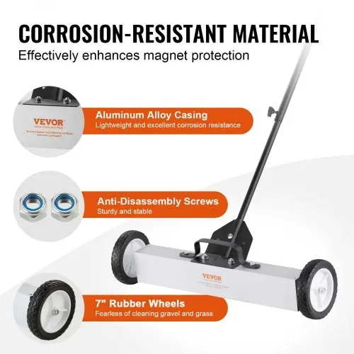 VEVOR Magnetbesen Magnetische Kehrmaschine 77–113 cm, Magnetic Sweeper Magnetisch Magnet Besen Magnetbesen Magnetheber 22,6 kg Magnetkraft Magnetischer Spänesammler Bodenkehrer Kehrmaschine – Bild 5