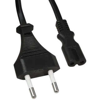 Euro-Netzkabel mit Doppelnutstecker, 1,5m, 0,75mm², schwarz Euro-Netzkabel mit Doppelnutstecker, 1,5m, 0,75mm², schwarz