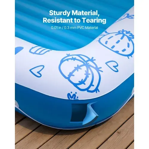 VEVOR Aufblasbare Schwimmmatratze 208 x 140 cm, Luftmatratze Pool mit Abnehmbarem UPF 50+ Sonnendach, 250 kg Belastbare Badeinsel für 2 Personen, inkl. Kissen Handy- & Getränkehalter für Pool & Meer – Bild 6
