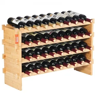 VEVOR Weinregal stapelbar 36 Flaschen, stabiles Flaschenregal, 4-stufiges Lagerregal aus massivem Bambusholz, freistehendes Weinregal, wackelfreie Regale für Küche, Bar und Keller (natürliche Farbe) VEVOR Weinregal stapelbar 36 Flaschen, stabiles Flaschenregal, 4-stufiges Lagerregal aus massivem Bambusholz, freistehendes Weinregal, wackelfreie Regale für Küche, Bar und Keller (natürliche Farbe)