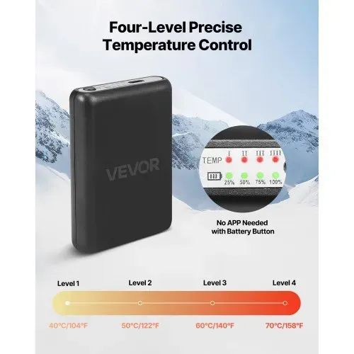 VEVOR Beheizte Socken Unisex, 5000 mAh Akkubetrieben, Wiederaufladbare Heizsocken mit 4 Heizstufen, Fußwärmer mit APP-Steuerung, Ideal für Outdoor, Camping, Wandern, Größe L – Bild 2