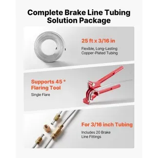VEVOR 5 tlg. Bremsleitung Bördelgerät Set, 45° Bördelwerkzeug mit 7,6m x 4,76mm Bremsleitung für Einfachbördelung, Rohraufweiter mit 20 Anschlüssen 2 Verbindern & Rohrbieger, Reparatursatz für KFZ VEVOR 5 tlg. Bremsleitung Bördelgerät Set, 45° Bördelwerkzeug mit 7,6m x 4,76mm Bremsleitung für Einfachbördelung, Rohraufweiter mit 20 Anschlüssen 2 Verbindern & Rohrbieger, Reparatursatz für KFZ