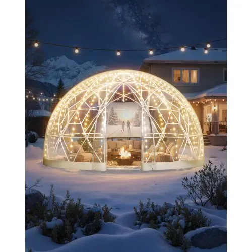 VEVOR Gartenkuppel, 3,6 x 2,2 m großes transparentes Blasenzelt für 4–7 Personen, geodätisches Kuppelgewächshaus mit Fenster, PVC-Zelt für Hinterhof, Terrasse, Camping, Party, Hochzeit – Bild 6