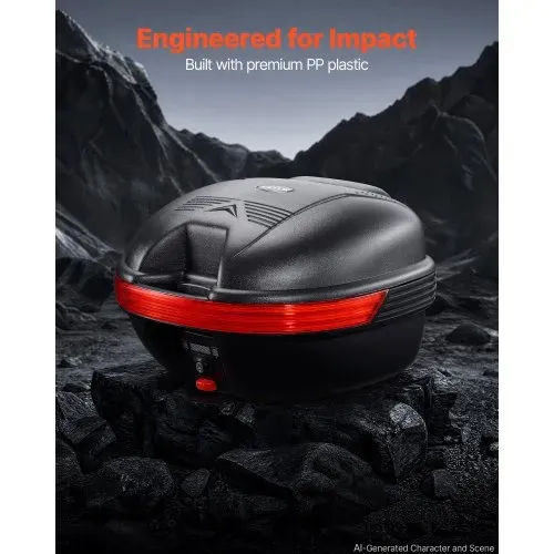 VEVOR Motorrad-Topcase 30 L aus PP Universeller, Abschließbarer Motorradkoffer Schwarz, Ergonomische Rückenlehne für Mehr Komfort, mit Roter Reflektor Schloss 2 Schlüssel, IPX4-Spritzwasserschutz VEVOR Motorrad-Topcase 30 L aus PP Universeller, Abschließbarer Motorradkoffer Schwarz, Ergonomische Rückenlehne für Mehr Komfort, mit Roter Reflektor Schloss 2 Schlüssel, IPX4-Spritzwasserschutz