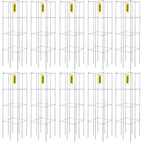 VEVOR Tomatenkäfige, 30 x 30 x 117 cm, 10er-Set quadratische Pflanzenstützkäfige, robuste, silberne Tomatentürme aus PVC-beschichtetem Stahl zum Klettern von Gemüse, Pflanzen, Blumen und Früchten VEVOR Tomatenkäfige, 30 x 30 x 117 cm, 10er-Set quadratische Pflanzenstützkäfige, robuste, silberne Tomatentürme aus PVC-beschichtetem Stahl zum Klettern von Gemüse, Pflanzen, Blumen und Früchten