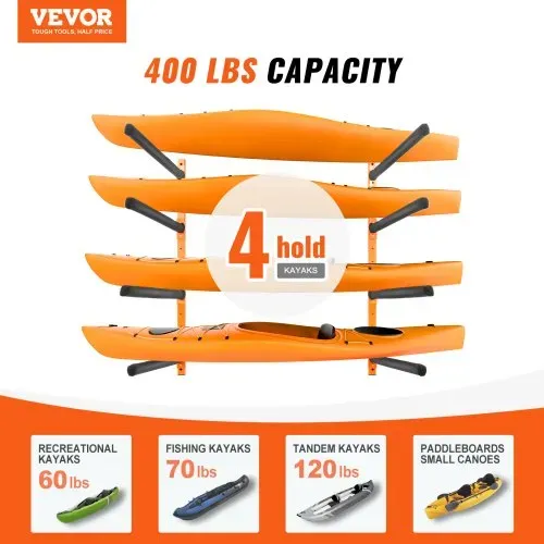 VEVOR Kayak Wandalterung Kajak Aufhänger 1168 x 850 x 45 mm, Kajakständer 4 Kajaks 797,5 ± 10 mm Stützarmlänge, 181,6 kg Tragfähigkeit Kajak Aufbewahrungsregal Robuste Kajak-Aufbewahrungshaken VEVOR Kayak Wandalterung Kajak Aufhänger 1168 x 850 x 45 mm, Kajakständer 4 Kajaks 797,5 ± 10 mm Stützarmlänge, 181,6 kg Tragfähigkeit Kajak Aufbewahrungsregal Robuste Kajak-Aufbewahrungshaken