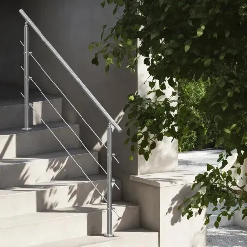 VEVOR Handläufe für Außentreppen, 150 cm Länge, 3 Querstangen, Treppenhandlauf-Set, Übergangsgeländer aus Edelstahl mit Montagesatz, doppelsäulige Treppenhandläufe für Senioren, Veranda und Terrasse – Bild 7
