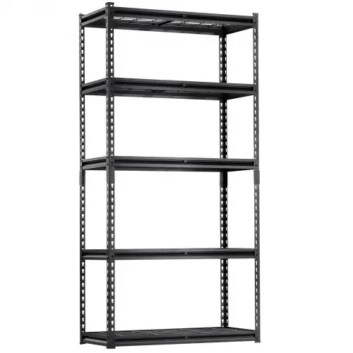 VEVOR Lagerregale, 907 kg, 5-stufiges Schwerlastregal für die Garage, 406,4x914,4x1828,8mm, verstellbares Steckregal, Industrieregal, Allzweckregal, Kellerregal für Küche, Lager, Keller, schwarz – Bild 9