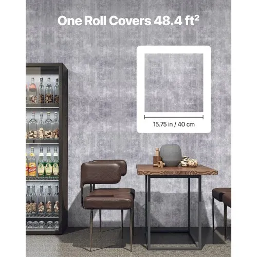 VEVOR Tapete selbstklebend, 45 cm x 15 m, Wandtapete, Klebefolie in Industrie-Stil, Möbelfolie, Möbelaufkleber, dekorative Tapetenrolle für Schlafzimmer, Küche, Büro, Badezimmer, dunkelgrau – Bild 3