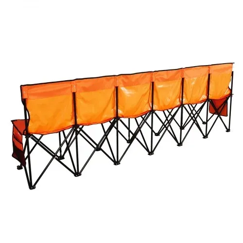 VEVOR tragbare Mannschaftsbank Sitzbank Campingbank (6 Personen) mit Seitentaschen & Tragetasche, Klappbank mit Rückenlehne, Seitenbank Sportbank für Fußball Baseball Outdoor-Aktivitäten Orange – Bild 9