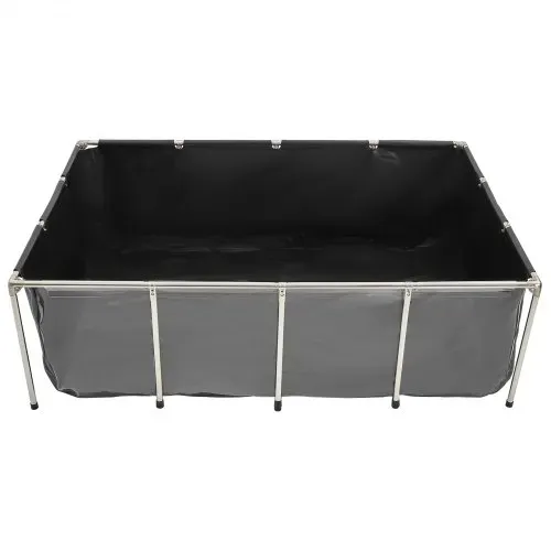 VEVOR Fischteich aus Segeltuch, 1781,3 L Fischtank, PVC-Koi-Tank mit transparentem Sichtfenster, Aquarium mit Edelstahlrahmen & Ablassventil, für Zucht von Koi, Goldfisch (schwarz) – Bild 8