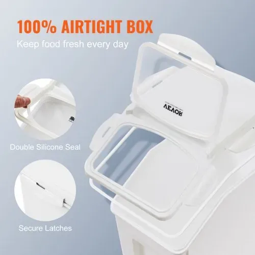 VEVOR Mottensichere Vorratsdosen Aufbewahrungsbox Küche 15 L x 2, Sichtbarer Vorratsbehälter PP mit Deckel und Rollen, Luftdichter Behälter für Reis, Mehl, Zucker, Hülsenfrüchte, Nüsse, Tiernahrung – Bild 2