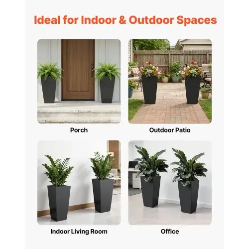 VEVOR Pflanztopf 325x325x665 mm 2er-Set, Hoher Blumentopf, Blumenkübel, PP-Pflanzgefäß, Planzkübel, Pflanzkasten mit Innentopf, Geeignet für Zimmer- & Gartenpflanzen, Schwarz – Bild 5