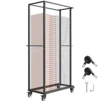 VEVOR Stuhlkarr, Klappbarer Stuhlständer, 227kg Tragkraft, Schwerlast-Stuhlwagen für 60 Stühle, Metall-Stuhlständer mit Lenkrollen & Feststellrädern, für Partyveranstaltungen, Hotels, Mattschwarz VEVOR Stuhlkarr, Klappbarer Stuhlständer, 227kg Tragkraft, Schwerlast-Stuhlwagen für 60 Stühle, Metall-Stuhlständer mit Lenkrollen & Feststellrädern, für Partyveranstaltungen, Hotels, Mattschwarz
