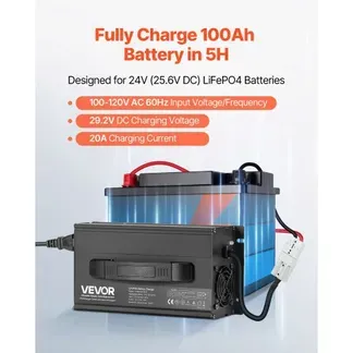 VEVOR 24 V 20 A Lithium-Batterieladegerät, 29,2 V, DC Ladespannung, mit Anderson-Anschluss, LED-Anzeige, 0-V-Aktivierung, für Lithium-LiFePO4-Deep-Cycle-Akkus von Booten, Wohnmobilen VEVOR 24 V 20 A Lithium-Batterieladegerät, 29,2 V, DC Ladespannung, mit Anderson-Anschluss, LED-Anzeige, 0-V-Aktivierung, für Lithium-LiFePO4-Deep-Cycle-Akkus von Booten, Wohnmobilen