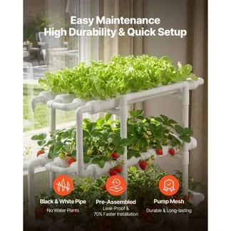 VEVOR Hydroponisches Pflanzensystem, 3-Ebenen, 108 Steckplätze, UPVC-Rohr-Anbausystem mit Zeitschaltuhr, Hydroponik Turm, Anzucht Set, Hydroponic Grow Kit für Gemüse, Obst & Kräuter, Weiß VEVOR Hydroponisches Pflanzensystem, 3-Ebenen, 108 Steckplätze, UPVC-Rohr-Anbausystem mit Zeitschaltuhr, Hydroponik Turm, Anzucht Set, Hydroponic Grow Kit für Gemüse, Obst & Kräuter, Weiß