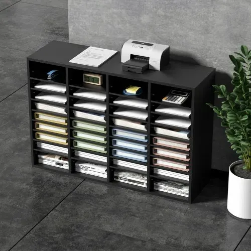 VEVOR 997 x 305 x 680 mm Briefablage Schreibtisch Organizer, 2,3–5,6 cm Einstellbar A4 Stapelbar Quer, Papierablage, Aufbewahrung Schreibtisch Ablagesystem Organisation, Ablage (Schwarz, 36 Fächer) – Bild 7