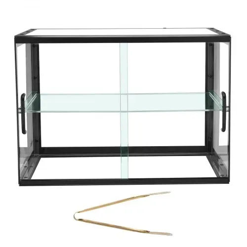 VEVOR Gebäckvitrine 2-stöckig, Gewerbliche Bäckereivitrine aus Transparentem Acryl, Thekenvitrine mit Schiebetür & Abnehmbarer Trennwand für Kekse, Desserts und Donuts, 550 x 385 x 390 mm Schwarz – Bild 8