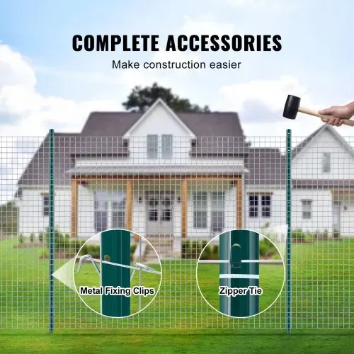 VEVOR 5 Fuß Zaunpfosten, 10er-Pack T-Pfosten Hochleistungs-Zaunpfosten aus Metall, stabile Zaunpfähle aus Stahl für Gartenhof, Rasen, Bauernhöfe und Maschendrahtzäune im Freien, grün – Bild 4