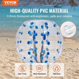 VEVOR Aufblasbarer Bump Ball Bumper Stoßball 1 Stk. 1,2 m x 1,03 m, Menschlicher Kollisionsball, PVC-Körperblasen-Bounce-Ball für Outdoor-Aktivitäten, Transparent + Blaue Punkte Aufblasbar Bumper Ball VEVOR Aufblasbarer Bump Ball Bumper Stoßball 1 Stk. 1,2 m x 1,03 m, Menschlicher Kollisionsball, PVC-Körperblasen-Bounce-Ball für Outdoor-Aktivitäten, Transparent + Blaue Punkte Aufblasbar Bumper Ball