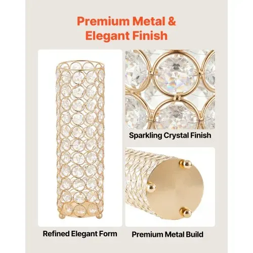 VEVOR 16 Stk. Hochzeitsvasen Tafelaufsatz Blumenvasen für Hochzeit 26 cm Hoch, Metall Tafelaufsatz Vasen mit Blumenständern, Kristall Zylindervase für Hochzeiten Party Jubiläumsfeier Zeremonie, Gold – Bild 3