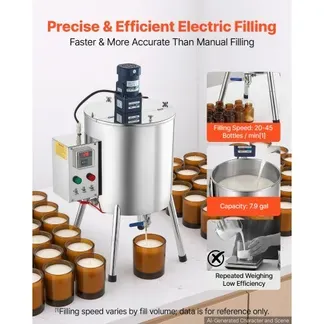VEVOR Elektrische Abfüllmaschine Flaschenabfüllmaschine mit 30L Trichter, Abfüllanlage für Kerzenwachs & Kosmetik, Edelstahlgehäuse, Heiz- & Mischfunktion, Temperaturregelung, T-förmiges Mischmesser VEVOR Elektrische Abfüllmaschine Flaschenabfüllmaschine mit 30L Trichter, Abfüllanlage für Kerzenwachs & Kosmetik, Edelstahlgehäuse, Heiz- & Mischfunktion, Temperaturregelung, T-förmiges Mischmesser