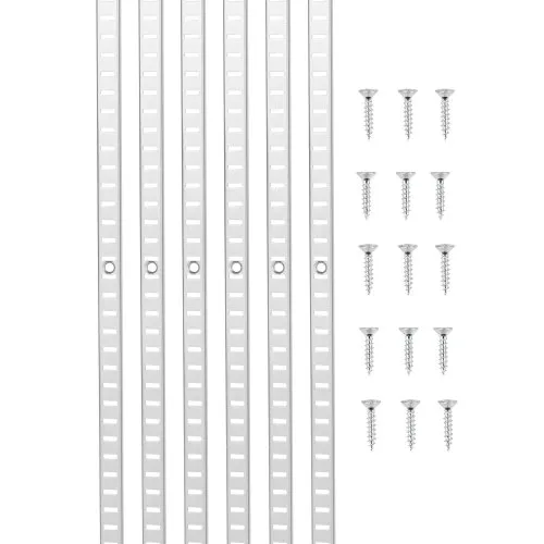 VEVOR Regalpilaster, 923 mm, 6er-Pack, verstellbare Regalhalterungen aus Stahl, Einsteck-Pilasterleisten-Standards mit 24 Schrauben, geeignet für Wandregalsystem, Schrankorganisation VEVOR Regalpilaster, 923 mm, 6er-Pack, verstellbare Regalhalterungen aus Stahl, Einsteck-Pilasterleisten-Standards mit 24 Schrauben, geeignet für Wandregalsystem, Schrankorganisation