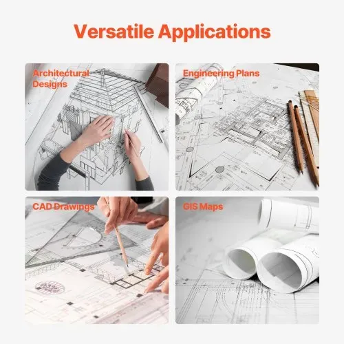 VEVOR Großformatpapier Plotterpapier 45,7 m x 915 mm 4 Rollen CAD-Bond-Rollen mit 50,8 mm Kern, Zeichenrollen für CAD-Zeichnungen, technische Pläne, GIS-Karten und Architekturentwürfe Weiß – Bild 5