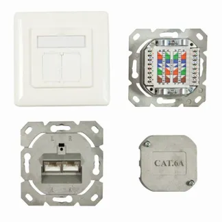 Dosen TP, UP, 2-fach, CAT6A, 500Mhz, Reinweiss, LSA, Synergy 21, senkrechter hinterer Kabeleingang Dosen TP, UP, 2-fach, CAT6A, 500Mhz, Reinweiss, LSA, Synergy 21, senkrechter hinterer Kabeleingang